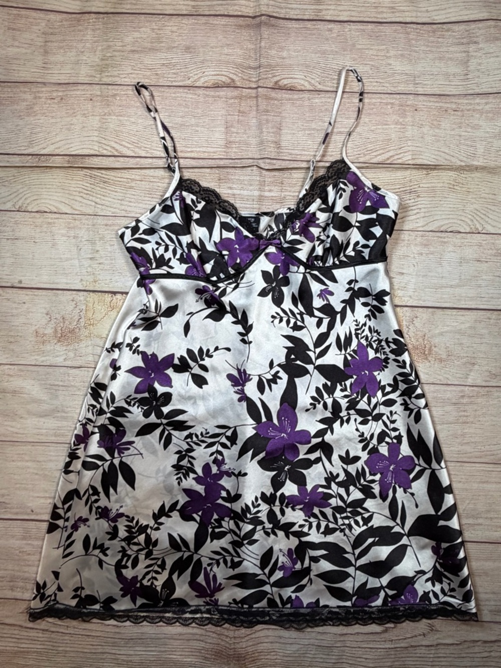 Floral‎ Babydoll Slip Dress with Lace Trim